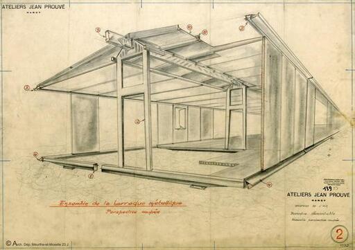 Jean Prouvé'concept of tropical dwelling with metallic structure